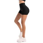 Walifrey High Waist Black Shorts for Women，Gym Shorts for Women Cycling Running Workout LXL