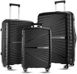 FOCHIER 3 Piece Hardside Luggage Set with Spinner Wheels, Rolling Suitcase Set for Men Women, 20 24 28 Inch, Black