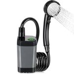 Spopal Portable Shower for Camping, [Long-Lasting] 6000mAh Rechargeable Camping Shower Pump with Intelligent LED Display, 4 Spray Modes, IPX7 Waterproof Outdoor Shower Kit for Hiking Travel Pet (Grey)