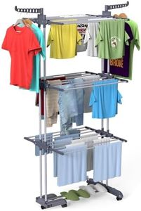 Innotic Airer Clothes Drying Rack 4 Tier Large Foldable Base Rolling Stainless Laundry Dryer Racks for Indoor Outdoor, Grey