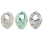 abracadabra Muslin Bandana Bibs with Adjustable Snap Button Closure, Super Absorbent, Soft, Comfortable & Lightweight, Set of 3 (Lost In Clouds, Multicolor)