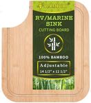 RV/Marine Sink Cutting Board (Bamboo),14.5" x 12.5 RV Sink Cover with Adjustable Rubber Feet,Increase Work Space, Fit for Most RV&Boat Sinks,Built-In Juice Groove, and Corner Cut for Scraps