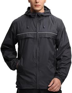 V VALANCH Men's Golf Rain Jacket Outdoor Waterproof Windbreaker with Hood Lightweight Running Cycling Raincoat(Black,2XL