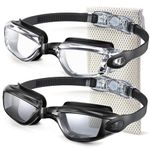 NSSIW Swimming-Goggles Adult Swim-Goggles-Men Women: Anti Fog Pool Goggles with UV400 and No Leak 2 Pack