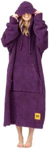 Big Blanket Co Premier Plush Hoodie Deep Purple | Ultra-Soft Wearable Blanket | Plush Sherpa-Lined Hoodie Blanket | One Size Fits All