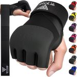 WYOX Gel Quick Hand Wraps for Boxing MMA Kickboxing - EZ-Off & On - Padded Knuckle with Wrist Wrap Protection for Men Women Youth (Black, S-M)