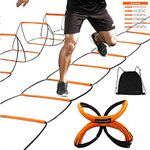 ALPHAWORX All-in-one Agility Ladder Speed Training Equipment and Speed Hurdle, Workout Ladder and Basketball Soccer Agility Ladder, Foldable Instant Set-up and Tangle-Free (8/4/8+4/12 Rung/8+4 Suit)