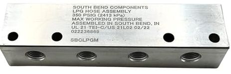 South Bend Components Straight 6-Way Aluminum Propane/Natural Gas/Air Distribution Manifold Block