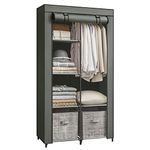 SONGMICS Portable Closet, Wardrobe Closet Organizer with Non-Woven Fabric Cover, Hanging Rods and Shelves, 34.6 x 17.7 x 66.1 Inches, Large Capacity for Bedroom, Living Room, Sage Green URYG084C02