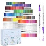 Ohuhu 160 Colors Brush Marker Set, Grand Dual Tips Art Brush Fineliner Color Marker Pens, Water Based Coloring Markers for Calligraphy Drawing Sketching Coloring Bullet Journal for Adult Coloring