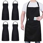 atopo 4 Packs Chef Apron, Waterproof Catering Apron with 2 Pockets, Adjustable Work Apron Perfect for Kitchen Cooking Painting Gardening Cleaning Restaurant BBQ, Personalised Apron (Black)