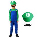 KARAZZO Super Brothers Costume Fancy Dress Halloween Cosplay Outfit for Kids(GE-XL)