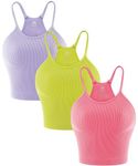 Sunzel Women's Seamless Crop Ribbed Tank Tops with Racerback No Pad 3Pcs