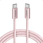 Anker Zolo USB C to USB C Cable, Braided and Dirt-Free Type C Fast Charging Cable, Slim Connector, for iPhone 16 Series, MacBook (240W) (Pink, 6ft)