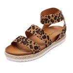 DREAM PAIRS Women's Leopard Open Toe Elastic Ankle Strap Espadrille Flatform Platform Wedge Sandals Size 5.5 M US Jimmie