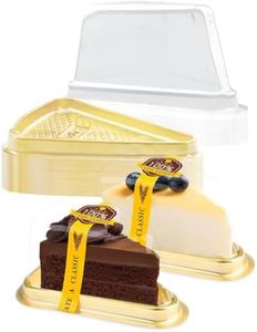 Alpha Basics 50pcs Transparent Cake Slice Pastry Box Triangle Cake box Golden Bottom