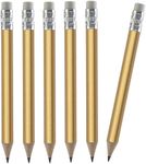 TH Golf 100pcs Golf Pencils, 4 Inch Mini Pencils Half Pencils with Eraser Sharpened Wood Mini Round Pencils for Schools Wedding Toddlers Home Corporate Multiple Colours (Gold)