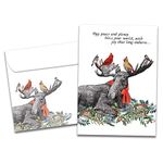 Tree-Free Greetings Christmas 12 Pack with Matching Envelopes, Eco Friendly, Made in USA, 100% Recycled Paper, 5 x 7, Boho Moose Blessings (HP25191)