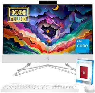 HP Newest All-in-One Desktop, 21.5" FHD Display, 32GB RAM, 1TB Storage (512GB SSD with P500 500GB External SSD), Intel Dual-Core Processor, Webcam, HDMI, Bluetooth, Mouse and Keyboard, Windows 11