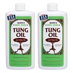 HOPE'S 100% Pure Tung Oil, Moisture Resistant Wood Finish for All Fine Woods, Furniture and Antiques, 16 Ounce Bottle, 2 Pack