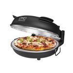 DMD® | 12'' Electric Pizza Oven with Stone Base, Glass Window & 2 Pizza Paddles | Countertop Pizza Maker, Thermostat Control, 15min Timer | Portable Tabletop Oven 1200W