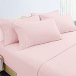 HOMEIDEAS 6 Piece Bed Sheets Set Extra Soft Brushed Microfiber 1800 Bedding Sheets Deep Pocket, Wrinkle & Fade Free (Queen,Pale Pink)