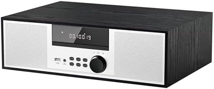 Retro Style Micro Shelf System 40W RMS with CD Player, Bluetooth, USB Playback, FM Radio, AUX-Input, 2-Way Music Crisp-Sound, DSP-Tech (TB-816C)