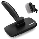 Pecute Self Cleaning Slicker Dog & Cat Hair Brush, Rounded Pins, Massage Tangled Brush, Black