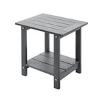 Meluvici Double Adirondack Outdoor Side Table Weather Resistant, Outdoor Rectangular Patio End Table for Adirondack Chair, Grey