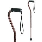 Carex Offset Designer Walking Cane, Height Adjustable Cane with Wrist Strap, Latex Free Soft Cushion Handle, Supports 250lbs, Bronze