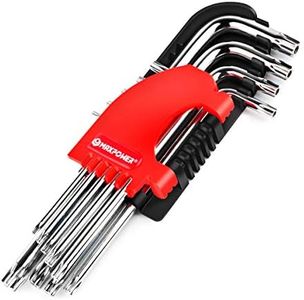 Clé Allen Jeu de 9 Clé Torx Percée Coudée Etoile Clé Allen Manche Long de Torsion Etoile Inviolable avec Support de Rangement