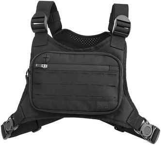 WOLF TACTICAL Chest Pack Running Chest Bag for Men Chest Holster Running Vest Chest Rig Fanny Pack Running Bag, Black, One Size, Modern