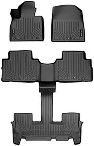 SMARTLINER Custom Fit Floor Mat Black 2 Row Liner Set Compatible with 2020-2023 Hyundai Palisade w/Bucket Seats