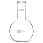 StonyLab Glass 500ml Long Neck Flat Bottom Flask, Borosilicate Glass Heavy Wall Flat Bottom Boiling Flask with Long Neck, 500ml