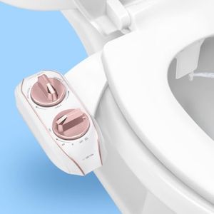 LUXE Bidet NEO 185 Plus - Dual Nozzle, Non-Electric Bidet Attachment for Toilet Seat, Patented Slide-In Install, 360° Self-Clean, EZ-Lift to Clean, Feminine & Rear Wash (Rose Gold)
