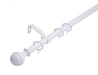 Lister Cartwright 19 mm Extendable Metal Curtain Pole Rods - White (Ball Finials, 70-120 cm)