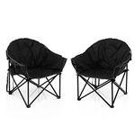 Giantex Set of 2 Portable Camping Chair, Moon Saucer Chair, Outdoor Folding Chair with Soft Padded Seat, Lawn Chair with Cup Holder and Carry Bag