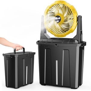 Ausic Portable Misting Fan - 9L Bucket, 10-inch Outdoor Fans for Patios/Camping/Beach/Golf etc., 20000mAh USB Rechargeable Battery Powered Floor Water Cooling Fan, 3 Strong Winds, 3 Spray Mister