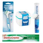 Oravida Complete Denture Cleaning Kit – Denture Bath with Brush, Steraadent Cleaning 30 Tablets & Dentu-Creme Cleaning Paste (75ml) False Teeth Cleaner Set for Deep Hygiene & Daily Freshness