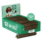 Denzel's Vegan Dog Dental Sticks - for Medium Dogs - Peanut Butter & Peppermint (Pack of 28)