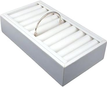 FindingKing White Leather 9 Bangle Bracelet Jewelry Display Tray