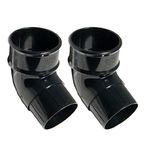 FLOPLAST 68mm Round Gutter Pipe 112 Degree Offset Bend - Black - Pack of 2