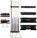 GOOX Pool Stick Holder Wall Mount-Billiards Pool Cue Holder Only, 100% Wood Pool Cue Rack Wall Mount for 6 Pool Sticks and Billiards Accessories, Pool Stick Rack Set Pool Table Accessories Organizer