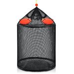 Large Foldable Floating Fish Basket for Live Caught Fish, Collapsible Mesh Bait Pen, Portable Kayak Fishing Live Well, Heavy Duty Coated Fishing Net Bag