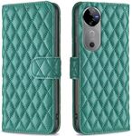 ClickCase for vivo V40 5G Puffer Bubbly Soft Faux Leather Back Case Magnetic Wallet Flip Cover for vivo V40 5G (Bottle Green)