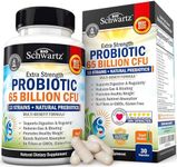 Probiotic 65 Billion - Probiotics with Prebiotic for Women & Men - Lactobacillus Acidophilus Digestive Health Capsules - Targeted Release Technology - Shelf Stable Supplement Non-GMO Dairy Free-30ct