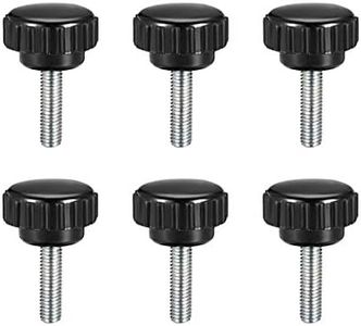 uxcell M5 x 20mm Metric Male Thread Knurled Clamping Knobs Grip Thumb Screw on Type Hand Clamping Handle Bolt with 21mm Plastic Knobs Black 6 Pcs
