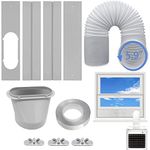 Coolaihan Portable Air Conditioner Window Vent Kit with 5.9” Exhaust Hose Universal Window Seal for AC Unit, AC Window Kit with Coupler for Sliding Horizontal or Vertical Windows