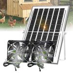 Zhitaoxun 20W Solar Dual Fan Kit,IP67 Waterproof Solar Powered Fan for Chicken Coop,Dog House,Shed,Greenhouse,with 17.4ft Cord,On/Off Switch,Cooling Ventilation for Outdoor Use