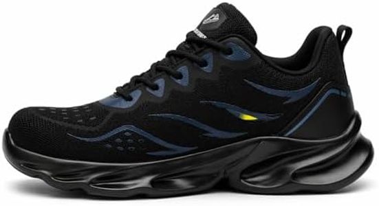 FLEXFORGE Men's Steel Toe Work Shoes Lightweight Breathable Non-Slip Safety Sneakers Puncture Resistant Midsole, Black (Adult, Men, 10, Digital, US Shoe System, Medium (Medium))
